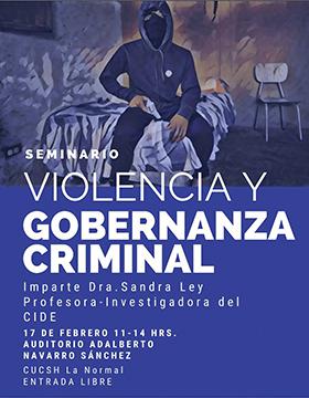 Seminario: Violencia y gobernanza criminal a llevarse a cabo el 17 de febrero de 11:00 a 14:00 horas.