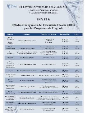 Cátedras Inaugurales del calendario escolar 2020A para los Programas de Pregrado del 29 de enero al 7 de febrero.