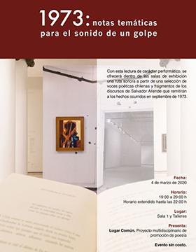 1973: Notas temáticas para el sonido de un golpe a llevarse a cabo el 4 de marzo a las 19:00 horas.