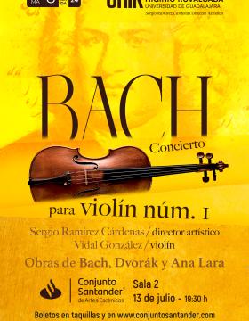 Cartel de la OHIR programa 6: Bach. Concierto para violín Núm. 1