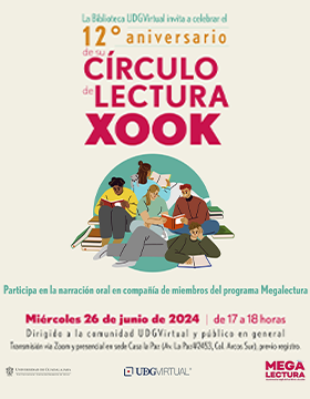 Cartel de Celebra el 12° Aniversario del Círculo de Lectura XOOK