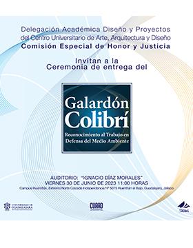 Cartel de la Ceremonia de entrega del Galardón Colibrí. Reconocimiento al Trabajo en Defensa del Medio Ambiente