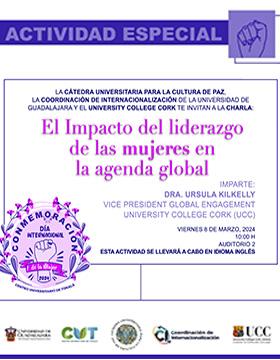 Cartel de la Charla El impacto del liderazgo de las mujeres en la agenda global