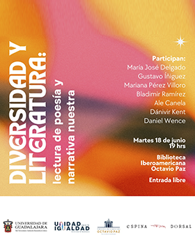 Cartel de la Charla: "Diversidad y literatura: Una lectura de poesía y narrativa nuestra"