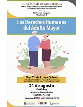 Cartel de la Conferencia inaugural del SUAM 2023-B: Los derechos humanos del adulto mayor