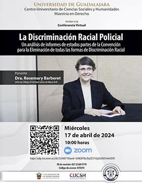 Cartel de la Conferencia virtual: La discriminación racial policial