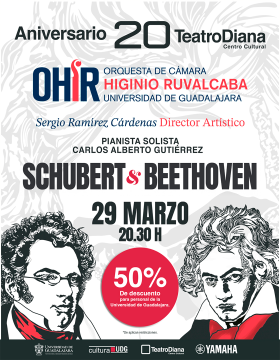 Cartel de la Gala 20 Aniversario Teatro Diana: Beethoven y Schubert con la OHIR