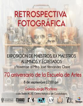 Cartel de la Inauguración de exposición Retrospectiva fotográfica, en la Galería Jorge Martínez