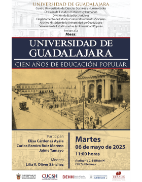 Cartel de la Mesa: Universidad de Guadalajara. Cien años de educación popular