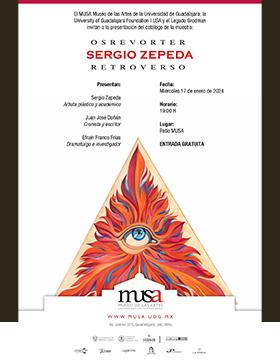 Cartel de la Presentación del catálogo de la maestra Retroverso, de Sergio Zepeda