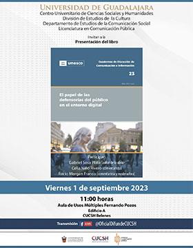 Cartel de la Presentación del libro: El papel de las defensoras del público en el entorno digital