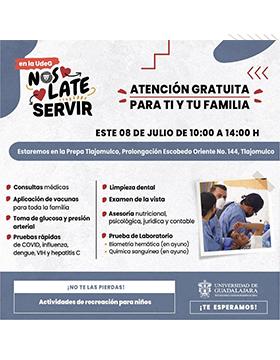  Cartel de las Brigadas gratuitas: Nos late servir en la UdeG (8 de julio)