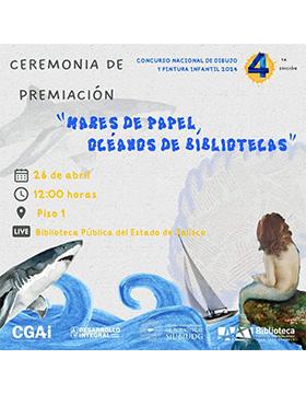 Cartel de los “Mares de papel, océanos de bibliotecas”