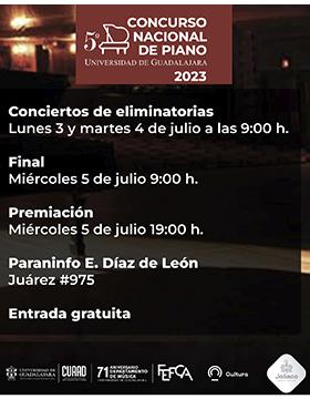 Cartel del 5º Concurso Nacional de Piano "Universidad de Guadalajara 2023"