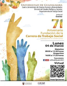 Cartel del 71 aniversario de la Fundación de la Carrera de Trabajo Social de la Universidad de Guadalajara