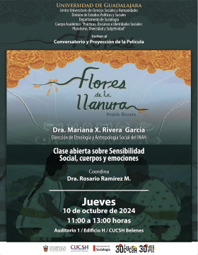 Cartel del Conversatorio y proyección de la película: Flores de la llanura