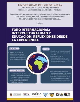 Cartel del Foro Internacional: Interculturalidad y educación. Reflexiones desde la experiencia