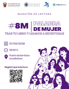 Cartel del Maratón de lectura #8M en el CUNorte