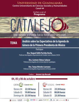 Cartel del Programa Catalejo: "Análisis sobre las expectativas de la agenda de género de la primera Presidenta de México"