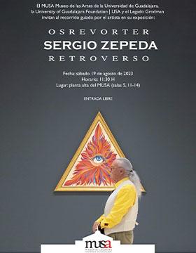 Cartel del Recorrido guiado con el artista Sergio Zepeda por la exposición Retroverso