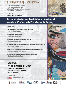 Cartel del Seminario Nacional: Los movimientos antifeministas en México y el mundo a 30 años de la Plataforma de Beijing