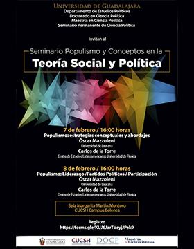 Cartel del Seminario Populismo y Conceptos de la Teoría Social y Política