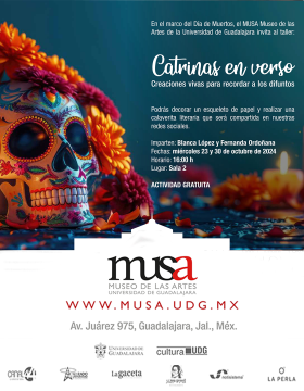 Cartel del Taller: Catrinas en verso. Creaciones vivas para recordar a los difuntos