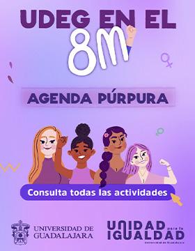 Cartel del UdeG en el 8M “Agenda púrpura”