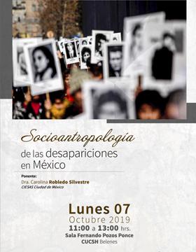  Cartel para anunciar la Conferencia Socioantropología de las desapariciones en México