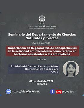 Charla: Importancia de la geometría de nanopartículas en la actividad antimicrobiana como terapia en bacterias resistentes a los antibióticos