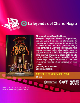 Cartel de la Proyección de la cinta: La leyenda del Charro Negro