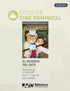 Cartel del Ciclo de cine dominical. Proyección de la cinta: El regreso del gato