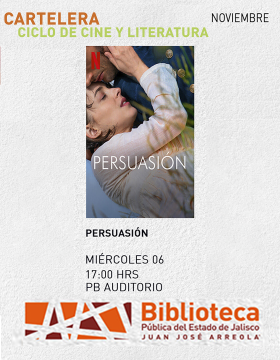 Cartel del Ciclo de cine y literatura. Proyección de la cinta: Persuasión