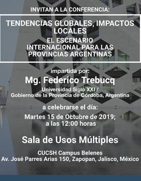 Cartel para anunciar la Conferencia Tendencias globales, impactos locales