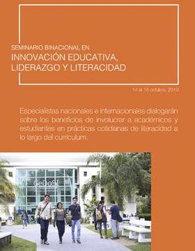 Cartel para anunciar el Seminario binacional en innovación educativa, liderazgo y literacidad