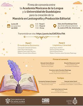 Firma de convenio entre la Academia Mexicana de la Lengua y la Universidad de Guadalajara