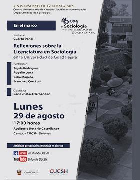 Cuarto panel Reflexiones sobre la Licenciatura en Sociología en la Universidad de Guadalajara