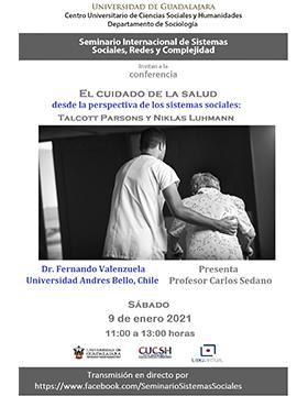 Cartel informativo - Conferencia: El cuidado de la salud desde la perspectiva de los sistemas sociales