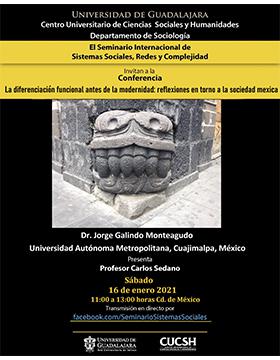 Cartel informativo - Conferencia: La Diferenciación funcional antes de la modernidad: Reflexiones en torno a la sociedad mexica