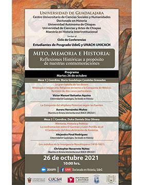 Ciclo de conferencias: Mito, memoria e historia: Reflexiones históricas a propósito de nuestras conmemoraciones