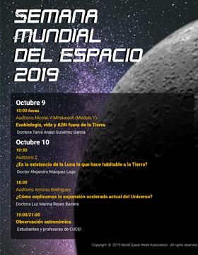 Cartel para a iniciar la Semana Mundial del Espacio 2019