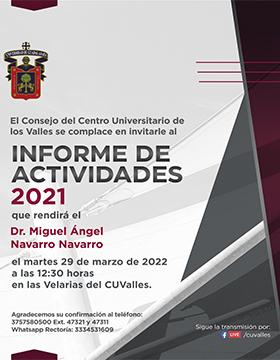 Informe de actividades 2021 del doctor Miguel Ángel Navarro Navarro, Rector del CUValles