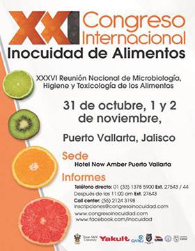 Cartel informativo para promocionar el Congreso Internacional Inocuidad de Alimentos 2019 que se realizará del 31 de octubre al 2 de noviembre 