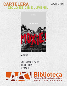 Cartel del Ciclo de cine juvenil. Proyección de la cinta: Moxie