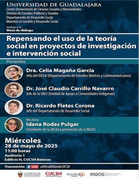 Cartel de Mesa de diálogo: Repensando el uso de la teoría social en proyectos de investigación e intervención social
