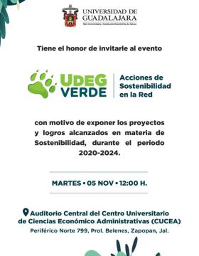 Cartel de UdeG Verde "Acciones de sostenibilidad"