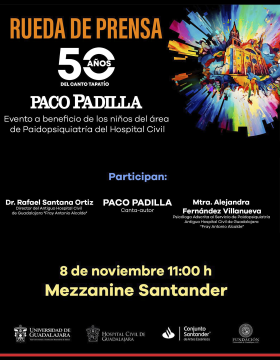 Cartel de la rueda de prensa: 50 años del Canto Tapatío "Paco Padilla"