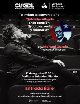 Cartel del Conversatorio: "Salvador Allende en la canción. Tradicional oral y memoria" 
