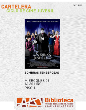 Cartel del Ciclo de cine juvenil. Proyección de la cinta: Sombras tenebrosas