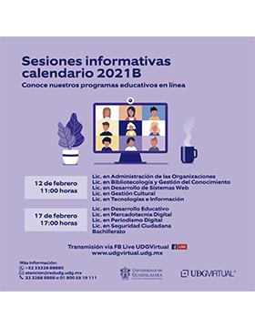 Sesiones informativas para aspirantes a UDGVirtual, calendario 2021B